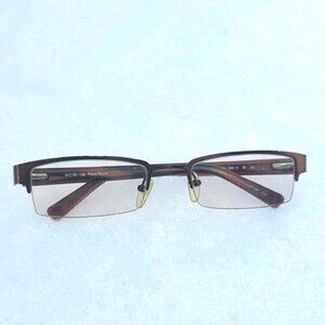Perry Ellis Eyeglasses Frames Brown Men's 51-1-130 Half Rim Grandpa Grandpacore.